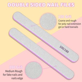 Pack of 25 Nail Files, 180/240 Grit Nail Files for Natural Nails, Professional Nail File for Fingernail, Double Sided Emery Board Nail File for Nail Studio