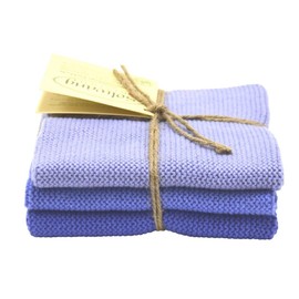 Solwang 3-Piece Danish Cotton Dishcloths in 100% Certified Organic Cotton Made in India (Cornflower Blue Organic Combi)