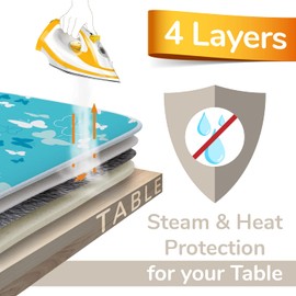 smart&gentle Ironing Mat for Steam Irons 100 x 65 cm Designed in Germany - Non-Slip Ironing Mat for Table, Ironing Blanket for Table with Heat and Moisture Protection