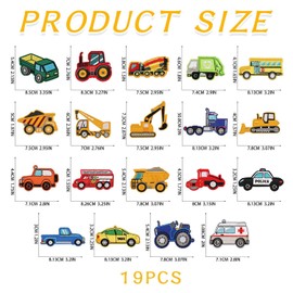 19 Pieces of Transportation Patches, Children's Ironing Patches, Creative Cartoon Embroidery Patches, Decorative Patches for Repairing Holes, Clothing Patch Set