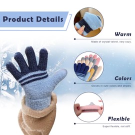 4 Pairs Kids Gloves, Children Stripe Gloves Winter Thermal Magic Gloves Full Finger Stretchy Kids Knitted Gloves Mitten for Boys Girls 2-5 Years Old