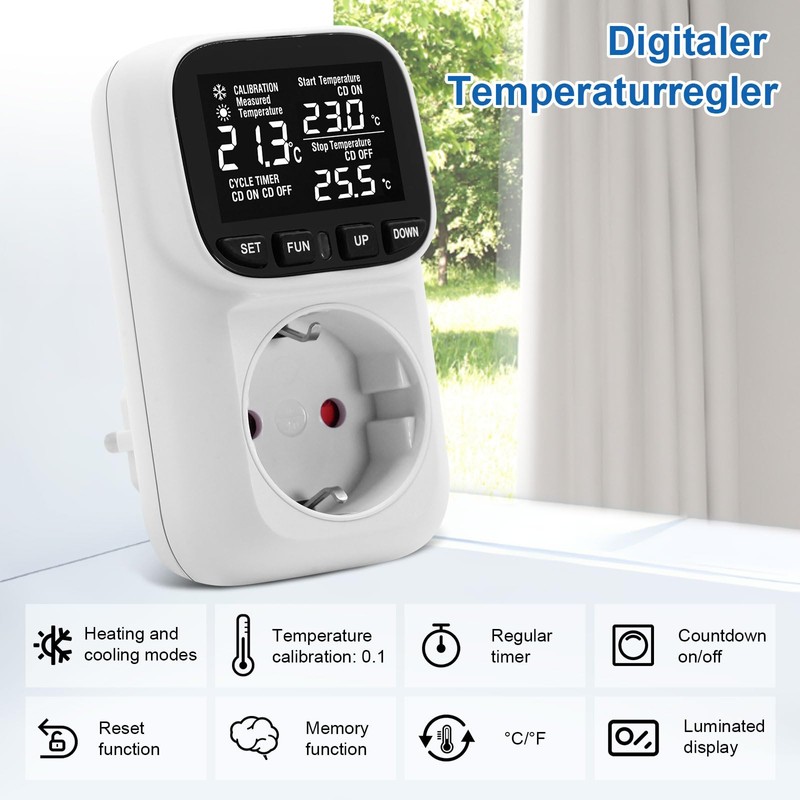 Digital Temperature Controller Socket 230 V with Sensor Temperature Controller