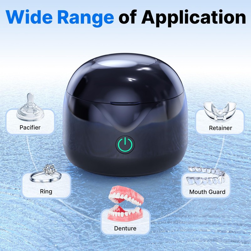 CXRUY Ultrasonic Retainer Cleaner - UV Dental Cleaning Pod Night