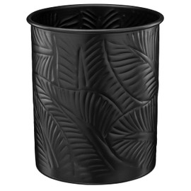 Monarch Abode Handcrafted Floral Embossed Kitchen Utensil Holder for Kitchen Counter, Ladle, and Large or Small Spoon Holder, Decorative Cooking Utensil Crock Organizer for Countertop, Matte Black