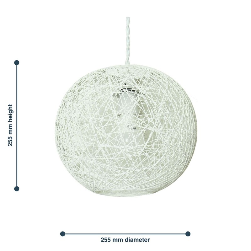 firstchoicelighting Natural Abaca Globe Ceiling Light Shade, White Rattan Wicker