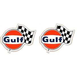 Gulf Racing Checkered Decal Vinyl Bumper Sticker 5"