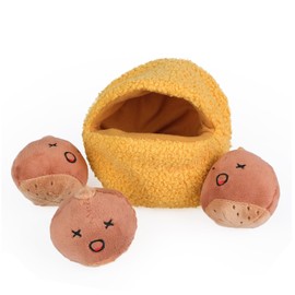 CHEWFFON Interactive Hide-and-Seek Burrow Toys, Dog Toys for Small, Medium and Large Dogs, Crinkle Sniffing Puzzle Toy, 4 Piece Set with Chestnuts