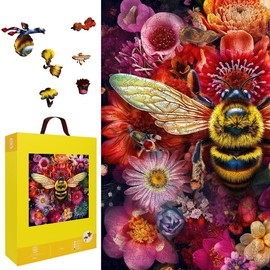 Mys Aurora Unique Wooden Puzzles Sea Turtle Jigsaw Puzzle 200 Pieces HDF Wooden Puzzle with Vivid Art and Imaginative Design for Adults and Kids:_200pcs Bee