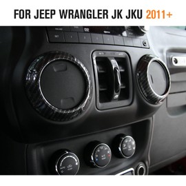 4PCS Center Console Dash Air Conditioner Vent Cover Trim Carbon Fiber Interior Accessories Compatible with Jeep Wrangler JK JKU 2011-2018