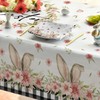 Horaldaily Easter Tablecloth 60x84 Inch Rectangular, Spring Flower Buffalo Plaid