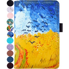 Server Book Organizer for Waitress,Cfeclog Van Gogh Server Check Book,Waiter Book Waitress Organizer Waiter Serving Book, Server Wallet Order Book Blue Yellow 5X7.7" (Harvest)