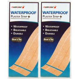 2 x Masterplast Waterproof Plaster Strip 6cm x 1m