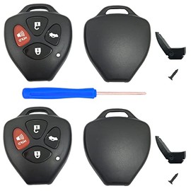 Cutting Not Required - Replacement Keyless Entry Remote Key Fob Shell Case for Toyota Avalon Camry Corolla Venza Car Key Fob Cover (4 Button-Pack2)