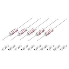 sourcing map 5 Pcs Metal Temperature Thermal Fuse SF73 73C 163.4F 10A 250V Cutoff Thermal Fuse with 10 Pcs BN1.25 Bare Terminal Butt Connector