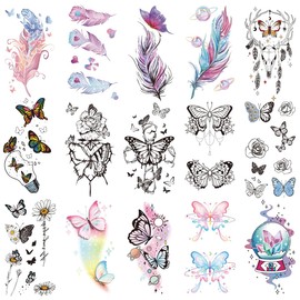 Oottati 15 Sheets Glow in Dark Night Fluorescence Luminous Body Art Temporary Tattoo Stickers,