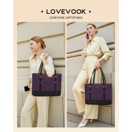 LOVEVOOK Laptop Bag for Women, 15.6 Inch Work Tote Computer Bag With Large Cup Holder, Lightweight Large Laptop Briefcase for Travel, Bussiness, Teacher