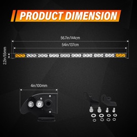 AUXTINGS 54 inch Single Row Dual Color LED Light Bar 300W Off Road Light Bar White Amber Combo LED Work Light Truck UTV 4x4 Cars SUVs ATVs Boats Fog Driving Light with Wiring Harness kit