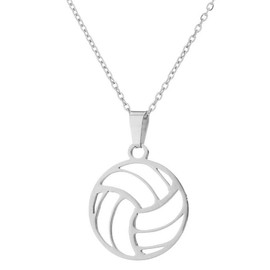 Generic Stainless Steel Hollow Volleyball Pendant Necklace for Women Geometric Sports Necklaces Jewelry Gifts for Teen Girls Sport Lovers (Silver)