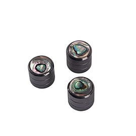 Alnicov Guitar Knobs 6MM Shaft Pots- Brass Dome Control Knobs with Pearl Abalone for Tele Electric Bass Guitar 3Pcs(Black)