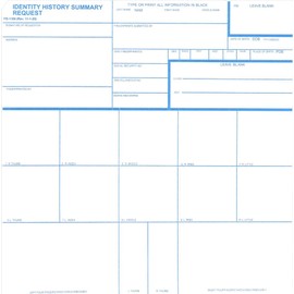 Crime Scene FD-1164 Card, for FBI Identity History Summary Checks, Pack of 50