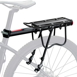 Universal Adjustable Aluminum Alloy Bike Rear Rack Heavy Duty 220lb Capacity Bicycle Cargo Carrier for MTB E-bikeColor: Black