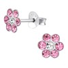 Crystal Flower Stud Earrings 925 Sterling Silver Children Girls, Silver