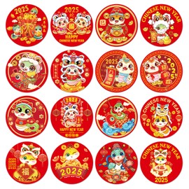 SICOHOME Chinese New Year Stickers - 2025 Year of The Snake Stickers 112 Pcs 0.8 in Round Candy Stickers for Chocolate for Kids Envelope Stickers Lunar New Year Decorations 2025 Party Favor Supplies A