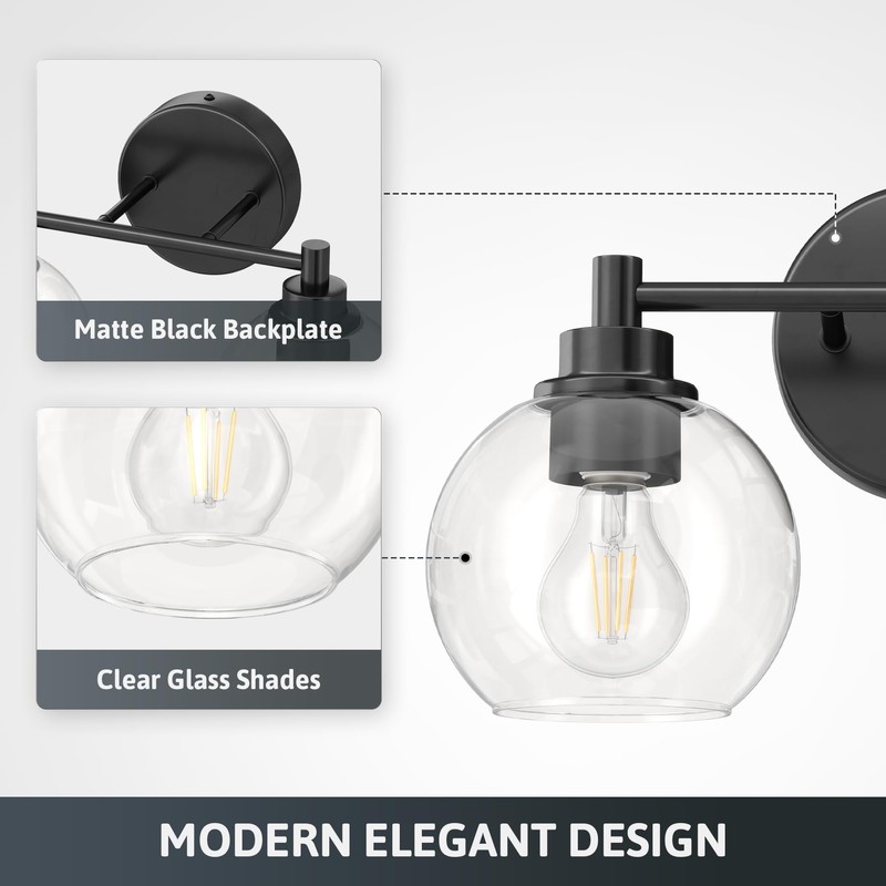 VONLUCE Bathroom Light Fixtures, 2-Light Bathroom Vanity Light with Globe