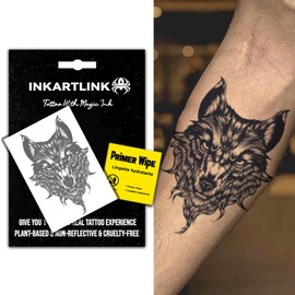 INKARTLINK Semi Permanent Tattoo, Temporary Tattoo, Wolf Design, Black, Waterproof