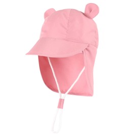 Risipu Toddler Baby Sun Hat with Neck Flap - Suncream Factor 50 Kids, Adjustable Bucket Cap for Boys Girls 1-4 Years, Lightweight Breathable Beach Hat for Toddlers Pink