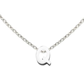 Auithery Q Necklaces For Women Tiny Initial Letter Necklace Silver Plated A-Z Pendant Titanium Necklace For Women Silver Q