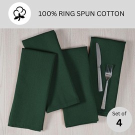 Threadvista 100% Cotton Waffle Kitchen Towels Set of 4 - Soft Highly Absorbent Durable Reusable - Perfect for Drying Cleaning Everyday Kitchen Use - Quick Drying Premium Dish Towels 16x26 Inch Green