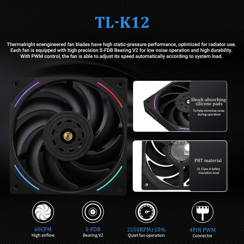 Thermalright Elite Vision 360 ARGB Black CPU AIO Cooler,IPS LCD