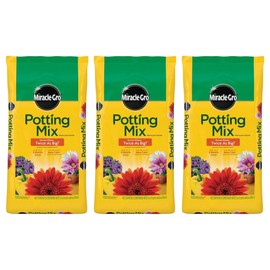 Miracle-Gro Potting Soil Mix for Container Plants, Flowers, Vegetables, Shrubs, Annuals, and Perennials, Feeds for Up to 6 Months, 2 cu. ft., 3 Pack