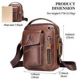 BAIGIO Umhängetasche Herren Leder Schultertasche Vintage Crossbody Bag Messenger Herrentasche zum Umhängen Ledertasche Männer Tasche mit Abnehmbarem Gurt für Business Arbeit Reise