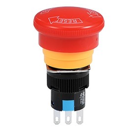 uxcell 16mm Mounting Hole Latching Emergency Stop Push Button Switch NO NC Red
