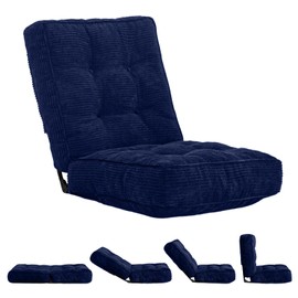 MAXYOYO Adjustable Floor Chair with Back Support, Gaming Chair Floor Meditation Chair with Tufted Cushion, Adults Lounge Chair Folding Sofa Seat for Reading Meditating Sleeping, Navy