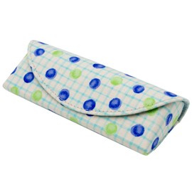 Pearl 092923 Glasses Case Semi-Hard Magnetic HA140 Dot Plaid Blue