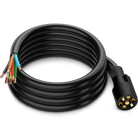 MICTUNING Heavy Duty 7 Way Plug Inline Trailer Cord with Double Prongs Connector 8 Feet, Weatherproof