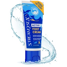 STREAM 2 SEA Active Foot Cream, Intensive Support for Active & Often Wet Feet - Softens Cracked Heels, Calluses & Dry Skin, Enriched with Neem and Tea Tree, Fast-absorbing and Non-greasy - 3 Fl oz