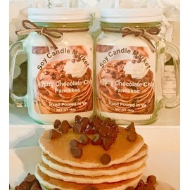 Soy Scented Candles | Handmade & Highly Aromatic Candles Burns Upto 85 Hours in Glass Jar - Perfect for Home Decor, Wedding, Birthday, Dinner (Fluffy Chocolate Chip Pancakes, 16 oz)