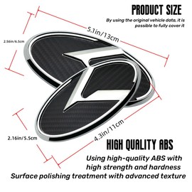 2Pcs K Logo Front Hood Trunk Emblem Badge Compatible with Forte Sedan Optima Cerato .etc (Silver Carbon Fiber Black)