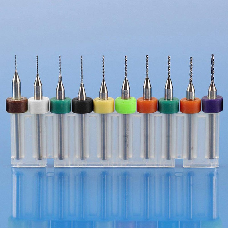 WayinTop 50pcs PCB Drill Bits Set Spiral Flute Carbide 0.3mm-1.2mm
