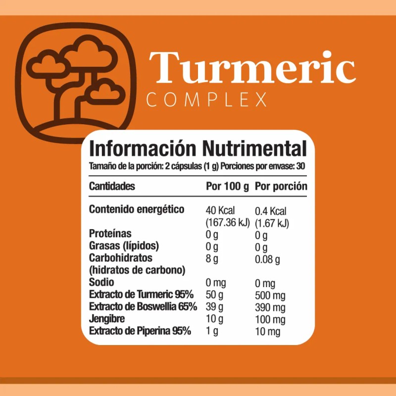 Turmeric Complex Curcuma Piperina Jenjibre Boswelia Sin Sabor