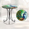 VEWOGIFT 18 Inch Outdoor Side Table, Peacock Metal Accent Table,