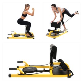 Squat Bench 220lbs Load,Leg Squat Machine,Leg Hook & Leather Board Adjust,Multi-Function Sit-Up Squat Exerciser W/Twist Waist Plate,37 * 17.32 * 19.68in Deep Squat Bench