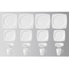 HomeVss, New Bone China Dinnerware Set, Rim Square Shape, 16pc