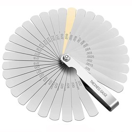 Mesee 0.04-0.88mm Stainless Steel Feeler Gauge, 32 Blades Stainless Steel Dual Marked Imperial and Metric Gap Measurement Tool for Measuring Gap Width