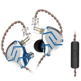 keephifi KZ ZS10 Pro IEM Earphones, 4BA+1DD 5 Driver in-Ear HiFi Metal Earphones with Stainless Steel Faceplate in Ear Headphones, 2 Pin Detachable Cable (Glare Blue with Mic)