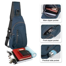 TITECOUGO Small Sling Bag Lightweight Crossbody Bag for Women Men Hiking Backpack Travel Shoulder Bags Chest Daypack for Gym Work Casual Cycling Sports Z1-canvas, Dark Blue